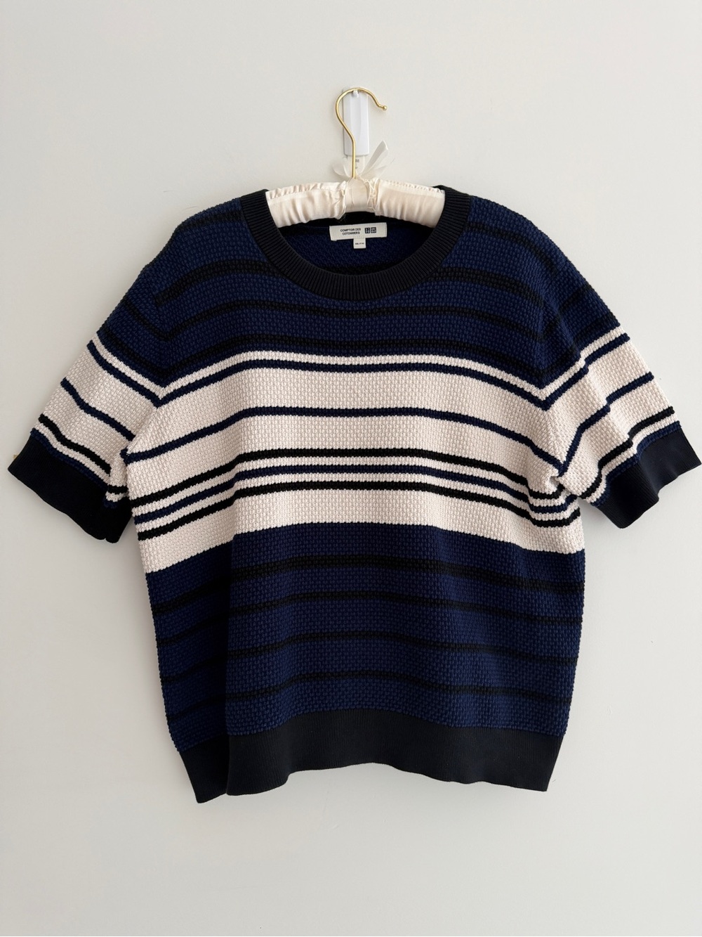 COMPTOIR DES COTONNIERS x Uniqlo Popcorn Knit Short Sleeve Sweater Stripe Casual